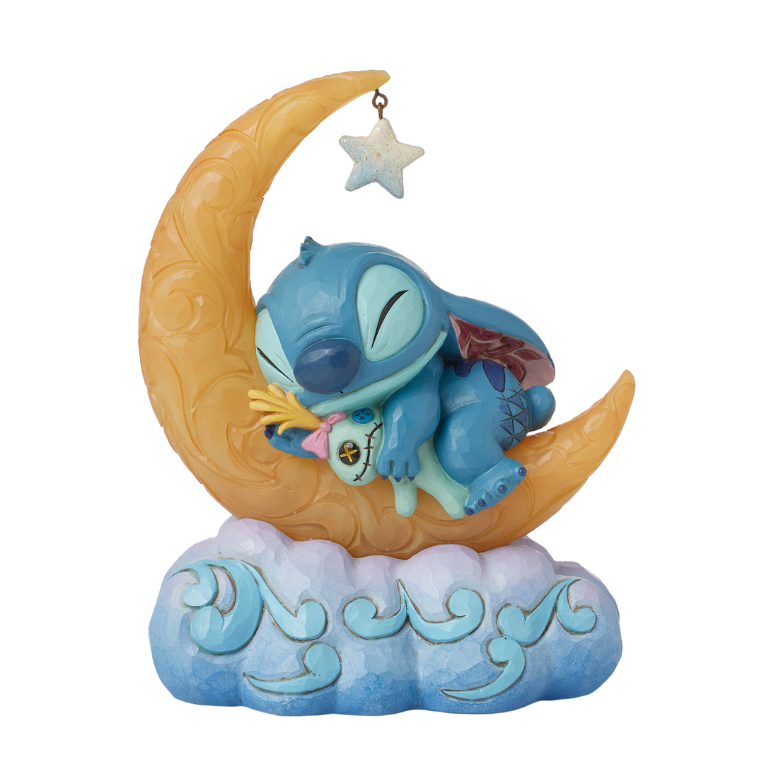 Jim Shore Disney Traditions: Stitch Sleeping on Lit Moon Figurine sparkle-castle