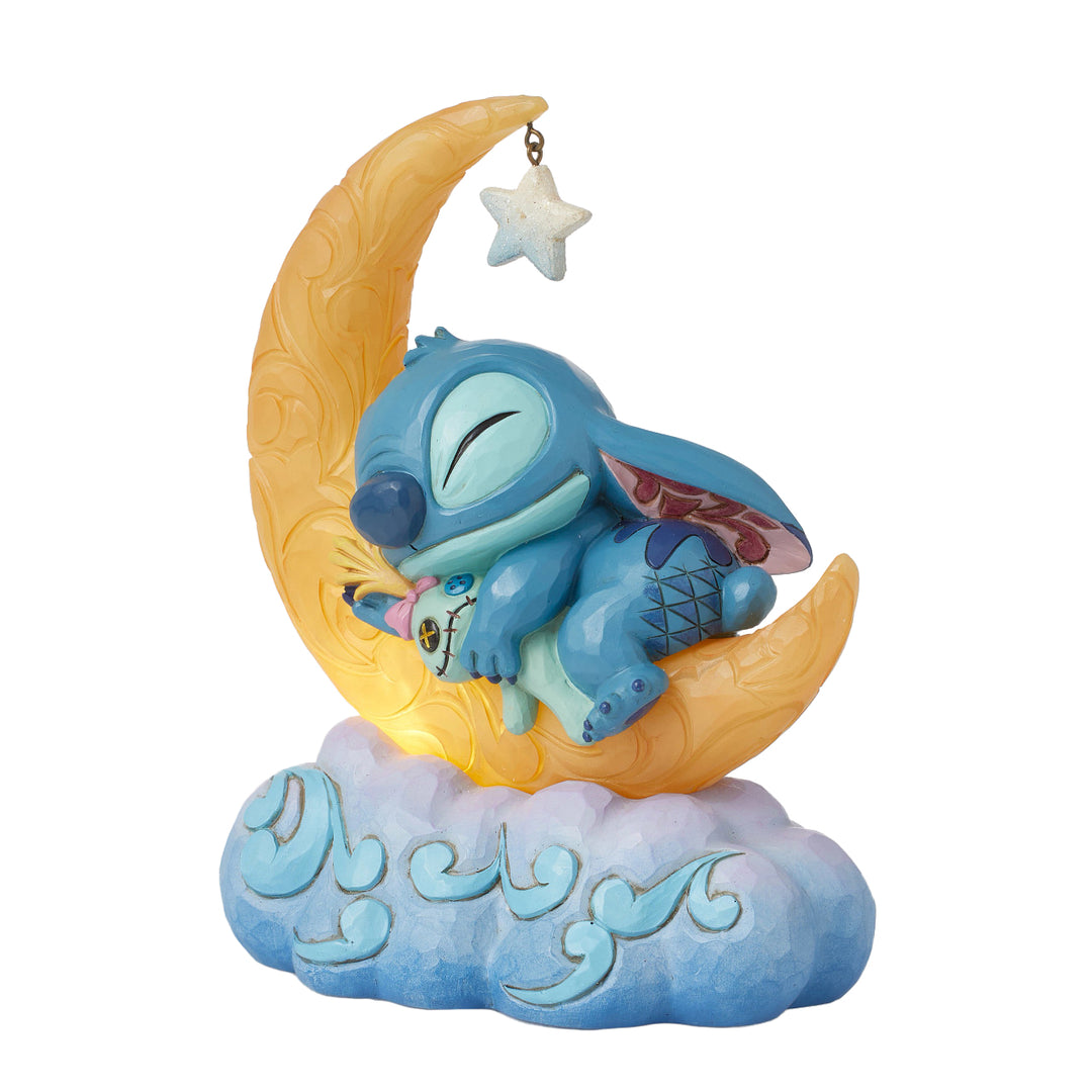 Jim Shore Disney Traditions: Stitch Sleeping on Lit Moon Figurine sparkle-castle