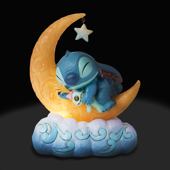 Jim Shore Disney Traditions: Stitch Sleeping on Lit Moon Figurine sparkle-castle