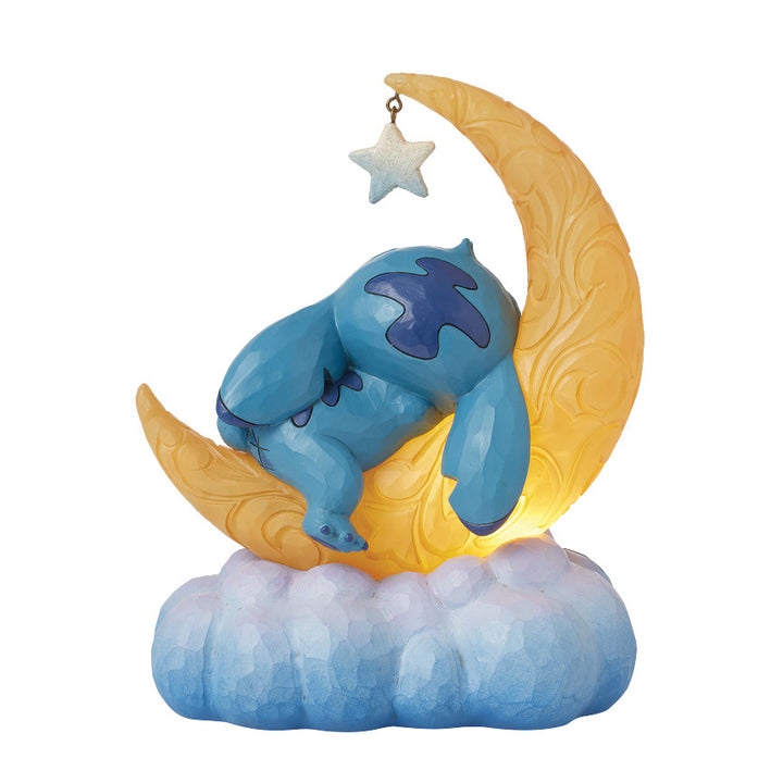 Jim Shore Disney Traditions: Stitch Sleeping on Lit Moon Figurine sparkle-castle