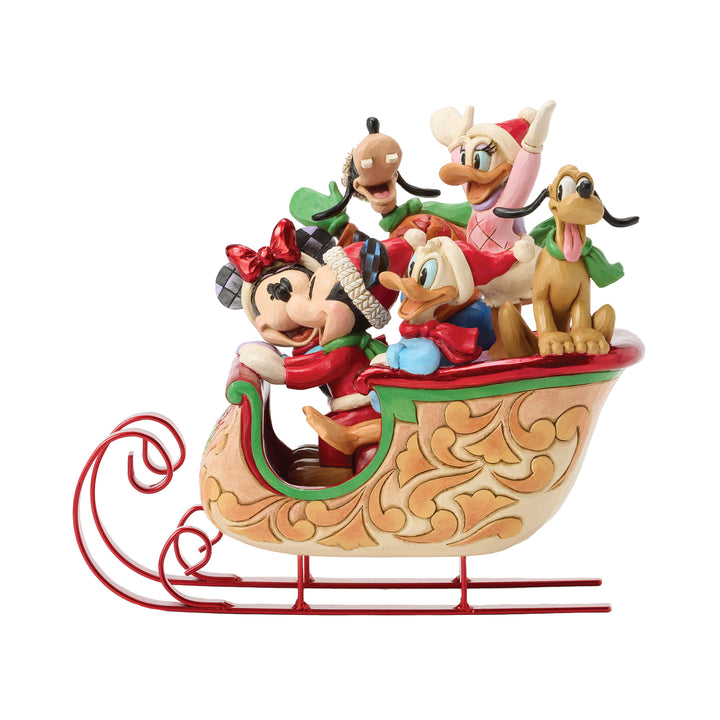 Jim Shore Disney Traditions: Mickey & Friends In Sleigh Figurine sparkle-castle