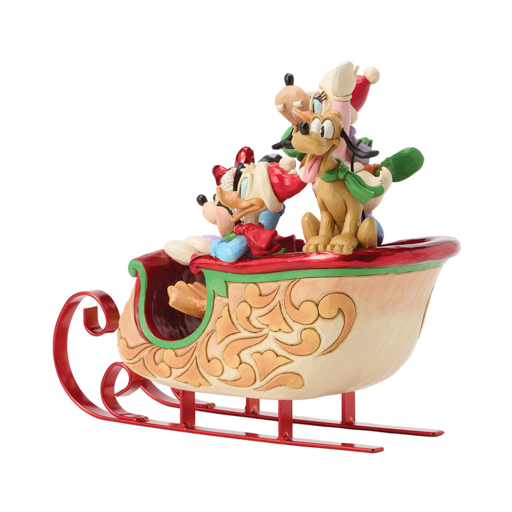Jim Shore Disney Traditions: Mickey & Friends In Sleigh Figurine sparkle-castle