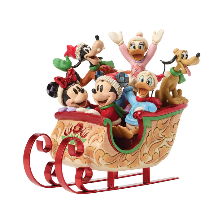 Jim Shore Disney Traditions: Mickey & Friends In Sleigh Figurine sparkle-castle