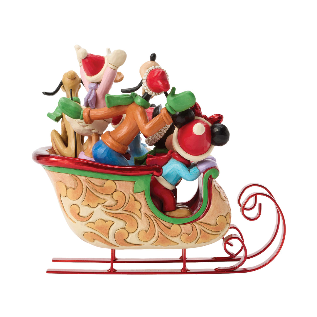 Jim Shore Disney Traditions: Mickey & Friends In Sleigh Figurine sparkle-castle