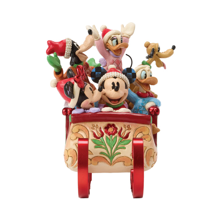 Jim Shore Disney Traditions: Mickey & Friends In Sleigh Figurine sparkle-castle