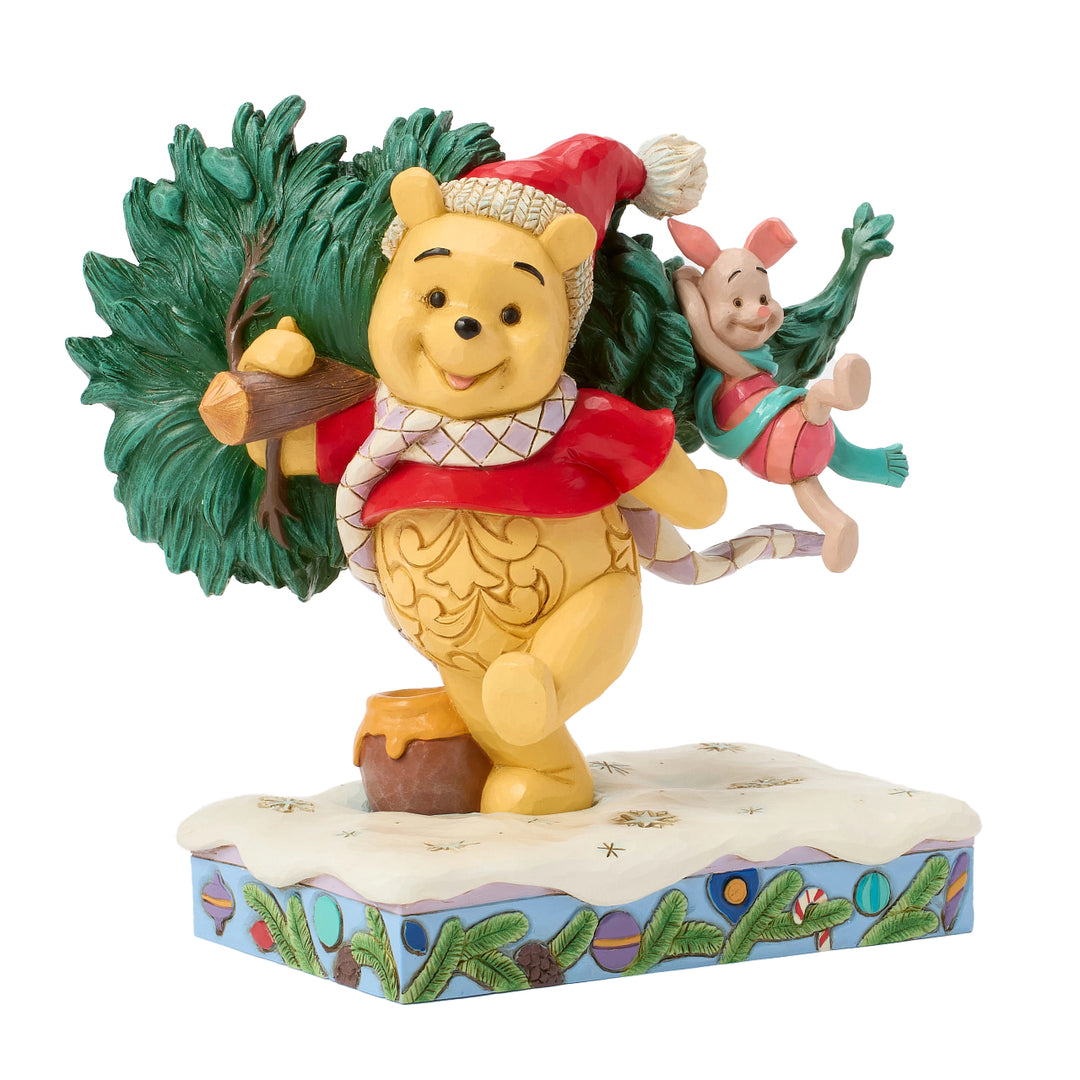 Jim Shore Disney Traditions: Pooh and Piglet Christmas Tree Figurine sparkle-castle