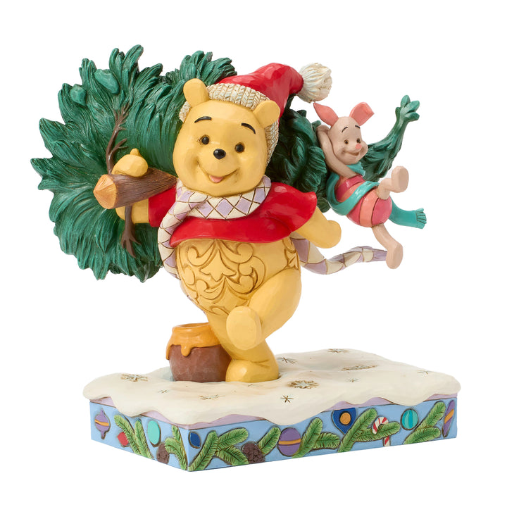 Jim Shore Disney Traditions: Pooh and Piglet Christmas Tree Figurine sparkle-castle