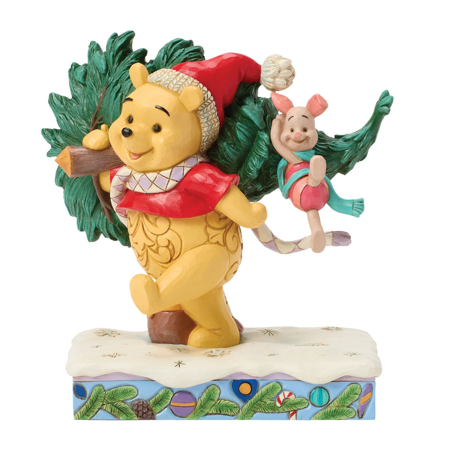 Jim Shore Disney Traditions: Pooh and Piglet Christmas Tree Figurine sparkle-castle