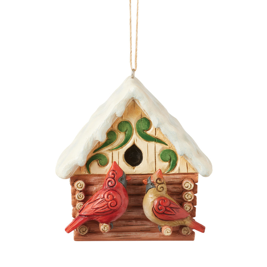 Jim Shore Heartwood Creek: Christmas At The Lodge Cabin Birdhouse Hanging Ornament sparkle-castle