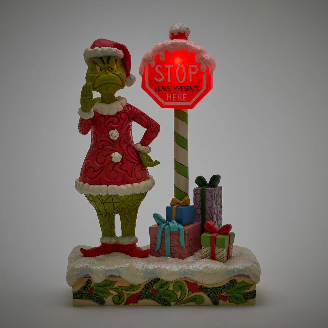 Jim Shore The Grinch: Grinch by LED Stop Sign Figurine sparkle-castle