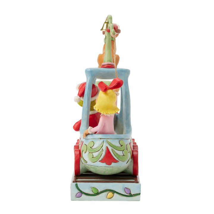 Jim Shore The Grinch: Grinch, Max and Cindy on Train Figurine sparkle-castle