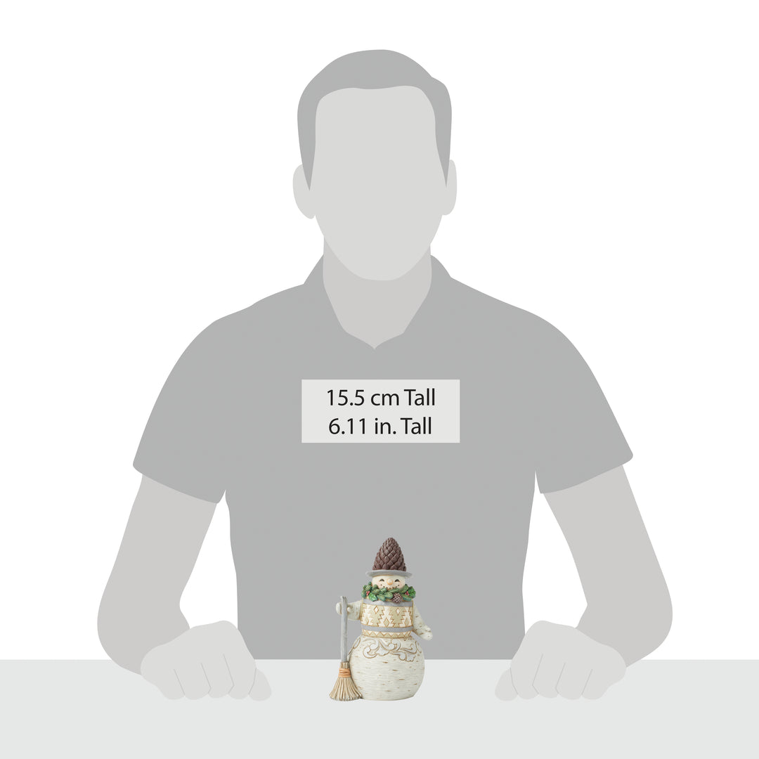 Jim Shore Heartwood Creek: White Woodland Snowman With Pinecone Hat Figurine sparkle-castle