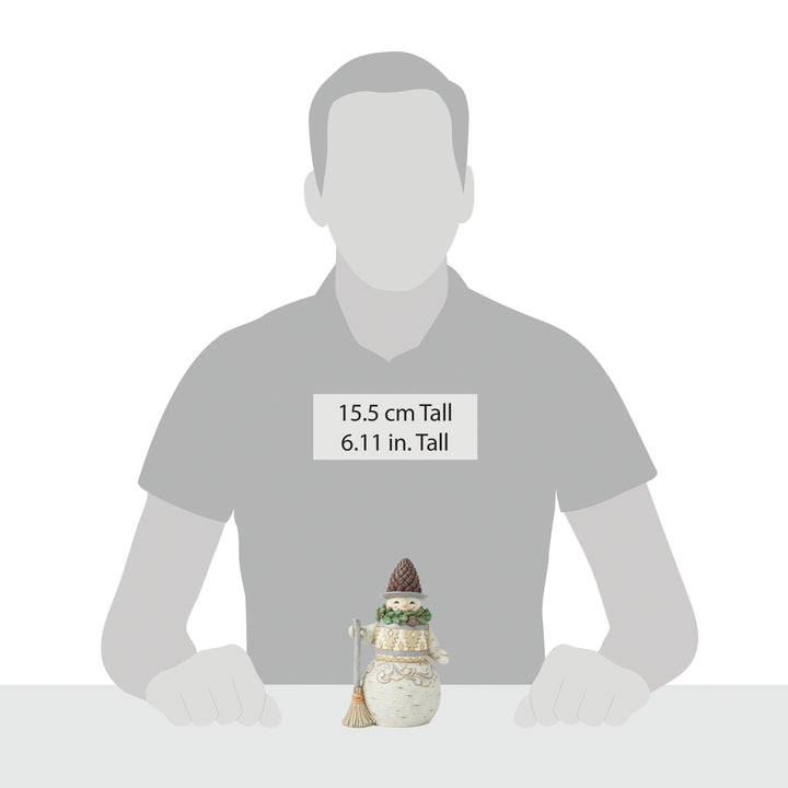 Jim Shore Heartwood Creek: White Woodland Snowman With Pinecone Hat Figurine sparkle-castle