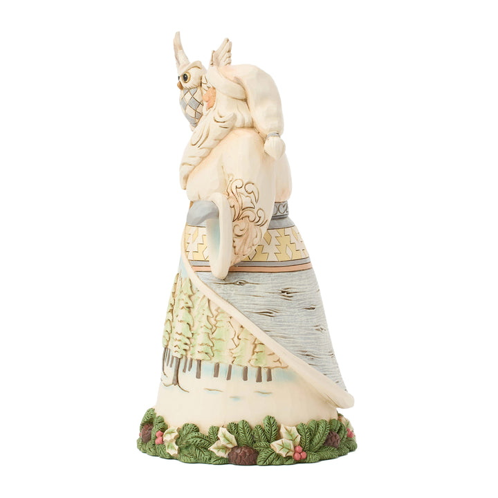 Jim Shore Heartwood Creek: White Woodland Santa with Owl Figurine sparkle-castle