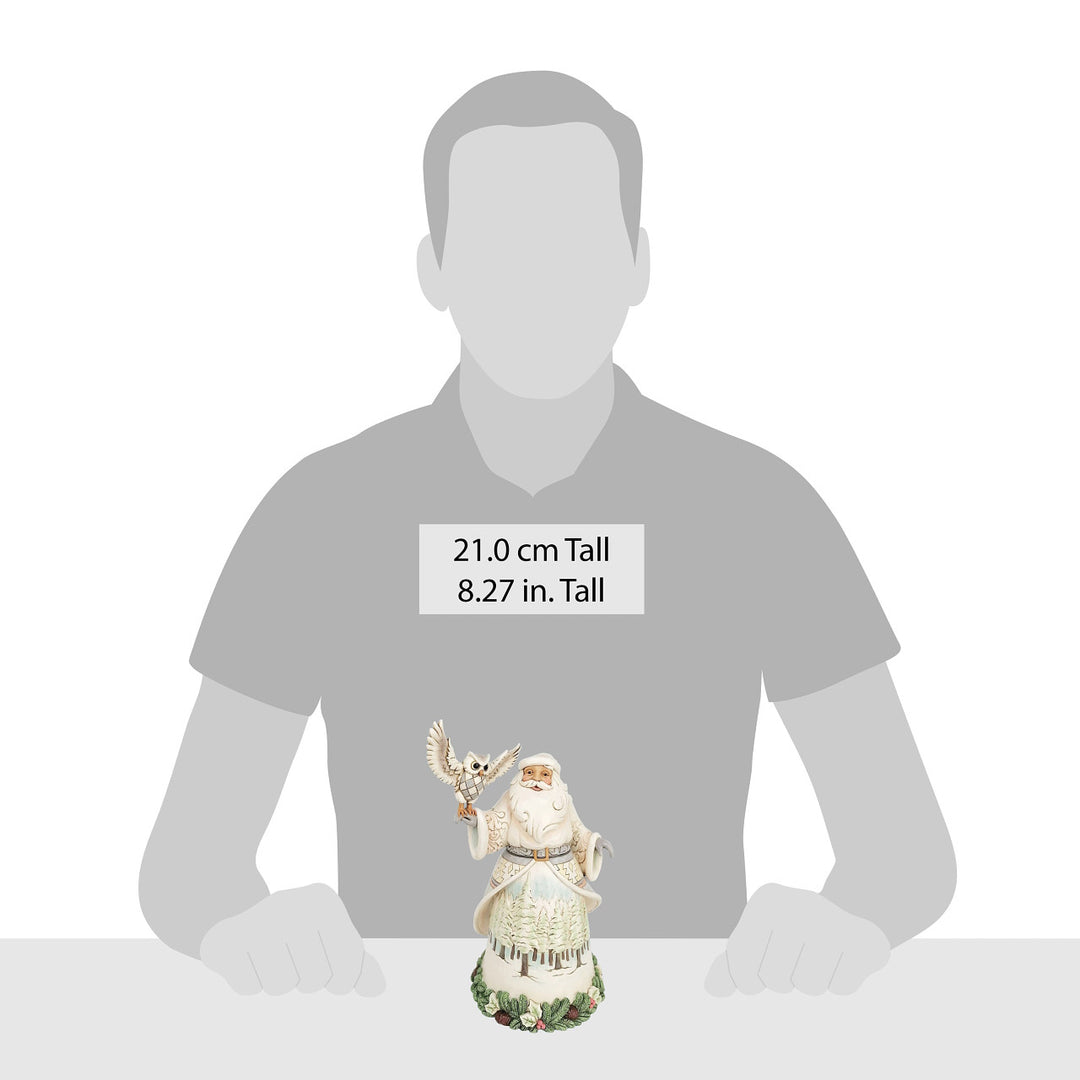 Jim Shore Heartwood Creek: White Woodland Santa with Owl Figurine sparkle-castle