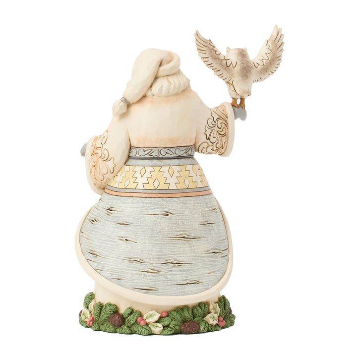 Jim Shore Heartwood Creek: White Woodland Santa with Owl Figurine sparkle-castle