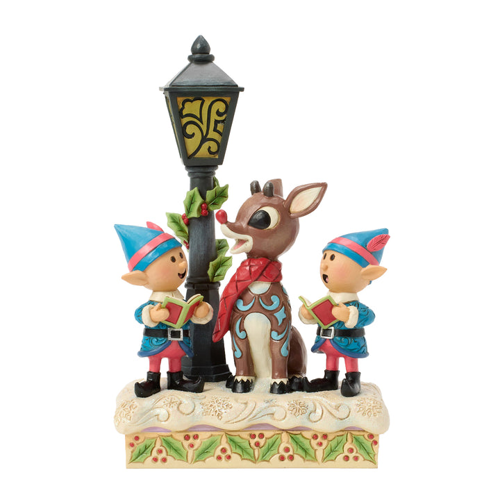 Jim Shore Rudolph Traditions: Rudolph and Elves Caroling Figurine sparkle-castle