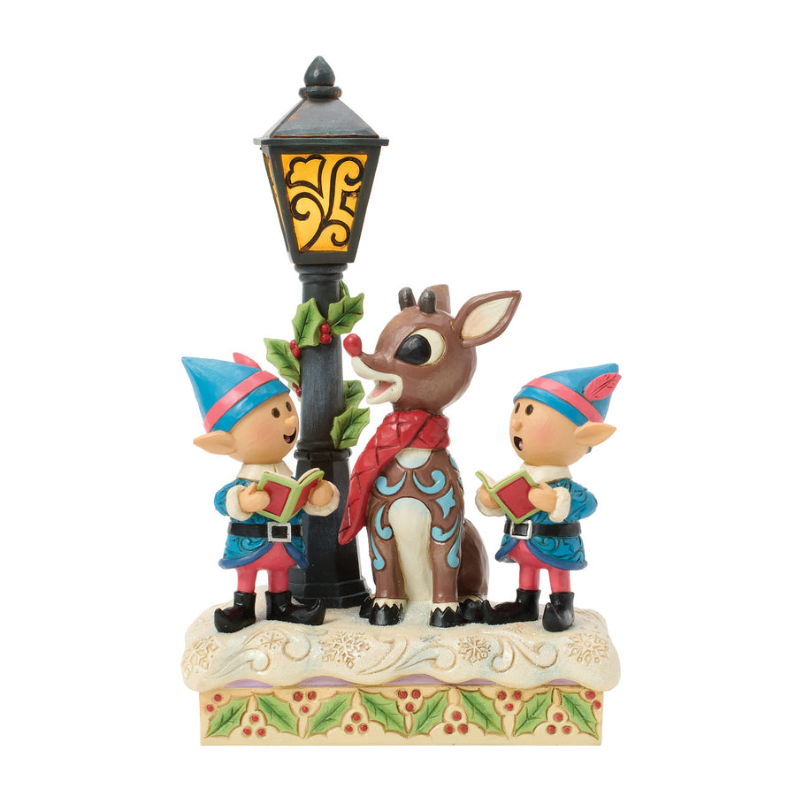 Jim Shore Rudolph Traditions: Rudolph and Elves Caroling Figurine sparkle-castle