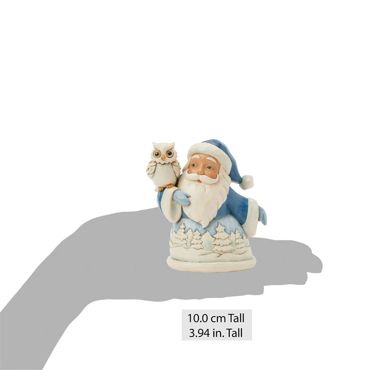 Jim Shore Heartwood Creek: Blue Santa with Owl Miniature Figurine sparkle-castle