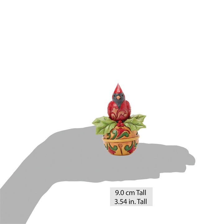 Jim Shore Heartwood Creek: Cardinal on Jingle Bell Miniature Figurine sparkle-castle