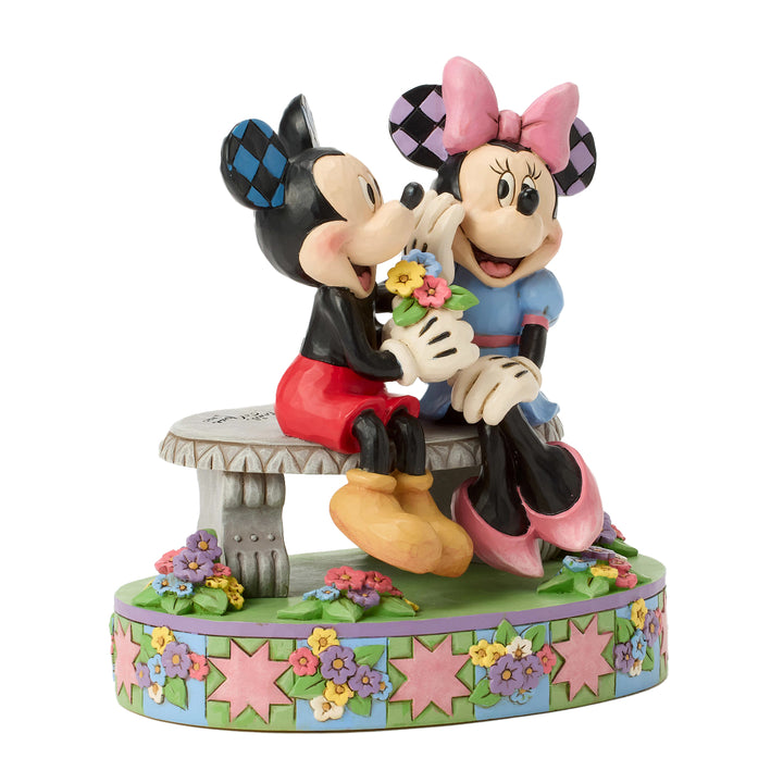 Jim Shore Disney Traditions: Mickey and Minnie on Spring Bench Figurine sparkle-castle