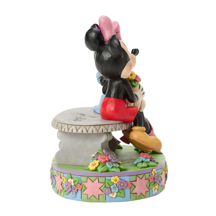 Jim Shore Disney Traditions: Mickey and Minnie on Spring Bench Figurine sparkle-castle