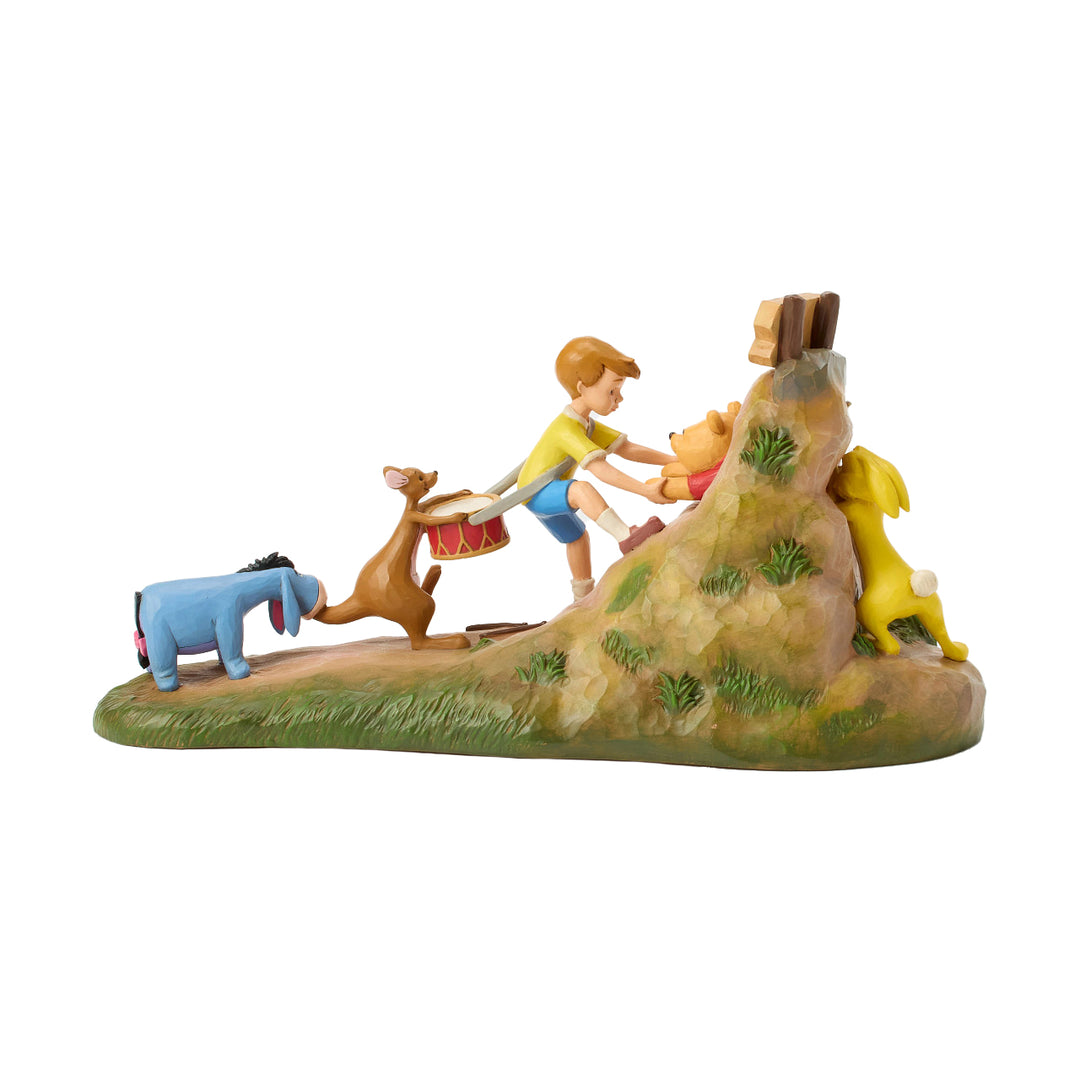 Jim Shore Disney Traditions: Pulling Pooh Out Of Rabbit's House Figurine sparkle-castle