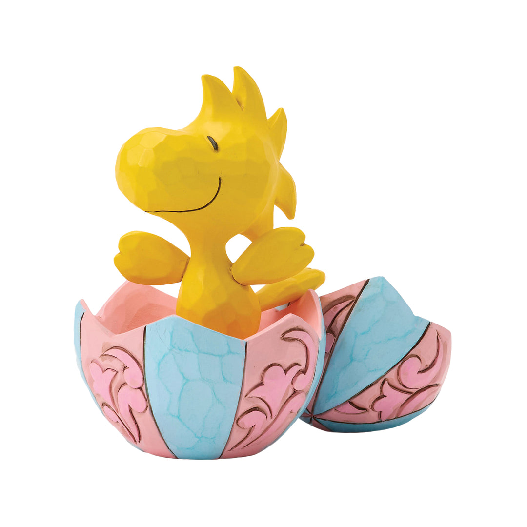 Jim Shore Peanuts: Woodstock Popping Out Of Easter Egg Miniature Figurine sparkle-castle