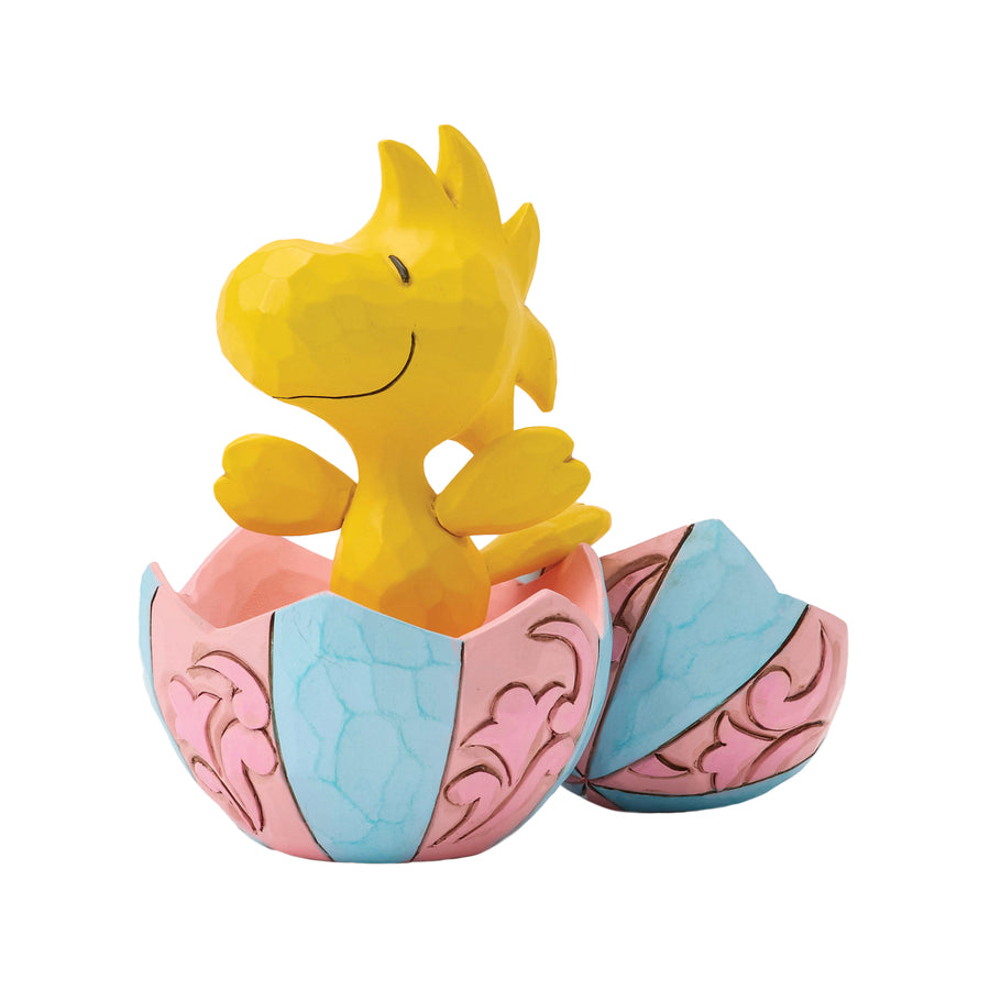 Jim Shore Peanuts: Woodstock Popping Out Of Easter Egg Miniature Figurine sparkle-castle