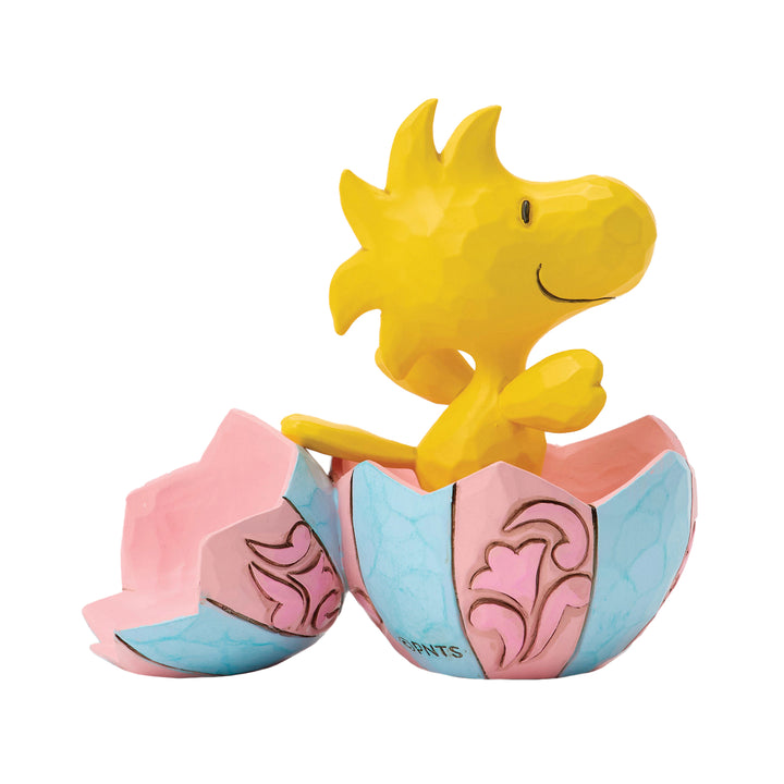 Jim Shore Peanuts: Woodstock Popping Out Of Easter Egg Miniature Figurine sparkle-castle