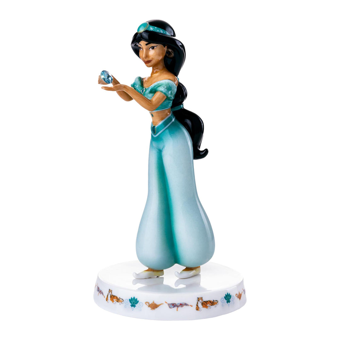 Disney English Ladies: Jasmine Holding Aquamarine March Birthstone Figurine sparkle-castle