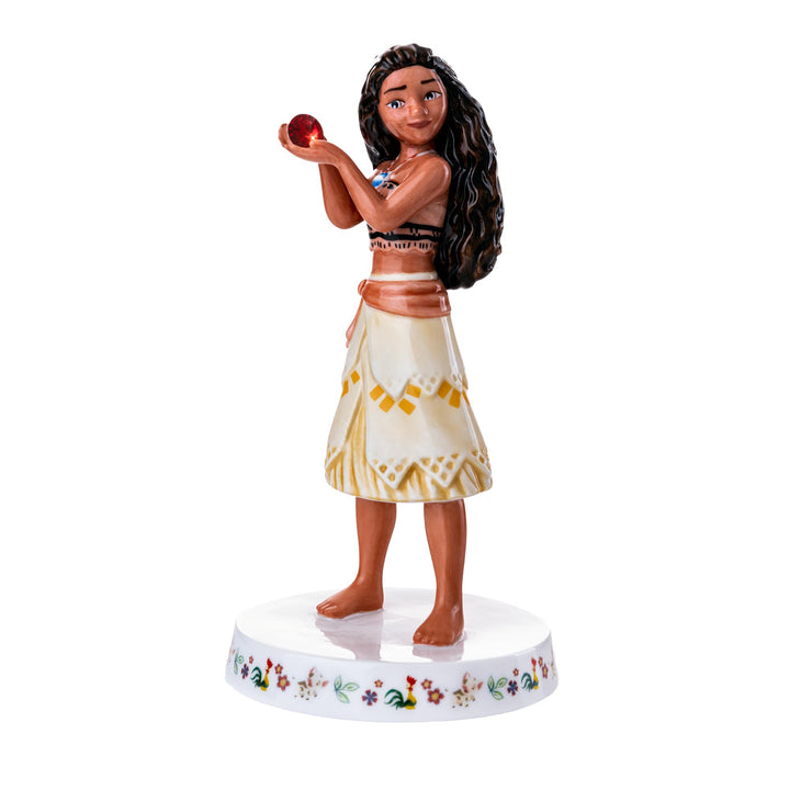 Disney English Ladies: Moana Holding Ruby July Birthstone Figurine sparkle-castle