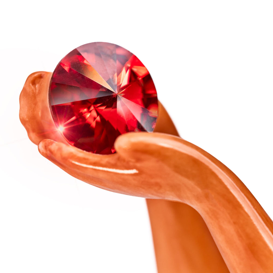 Disney English Ladies: Moana Holding Ruby July Birthstone Figurine sparkle-castle