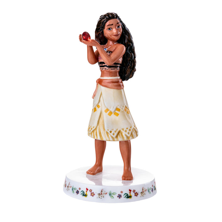 Disney English Ladies: Moana Holding Ruby July Birthstone Figurine sparkle-castle