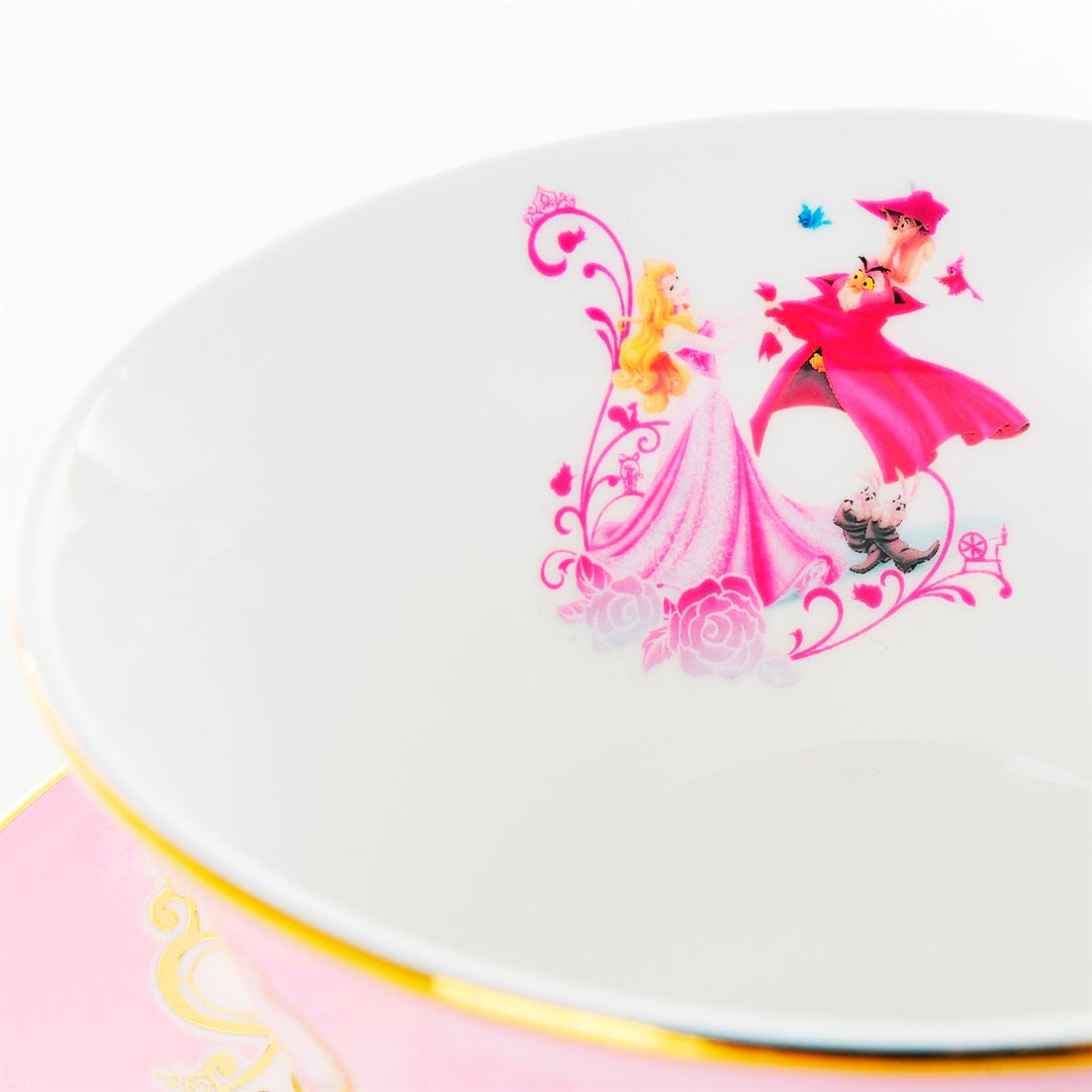 Disney English Ladies: Tiara Gold Aurora Decorative Cup & Saucer sparkle-castle