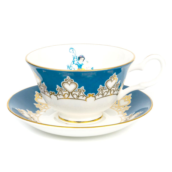 Disney English Ladies: Tiara Gold Snow White Decorative Cup & Saucer sparkle-castle