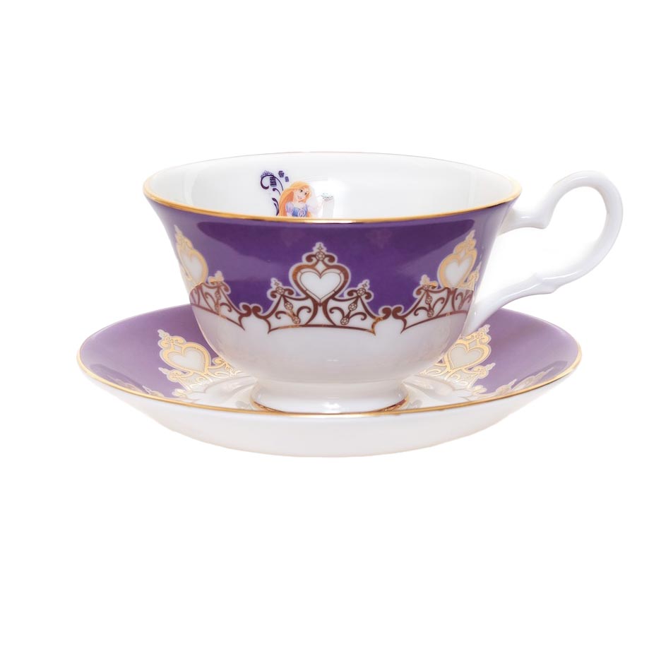 Disney English Ladies: Tiara Gold Rapunzel Decorative Cup & Saucer sparkle-castle