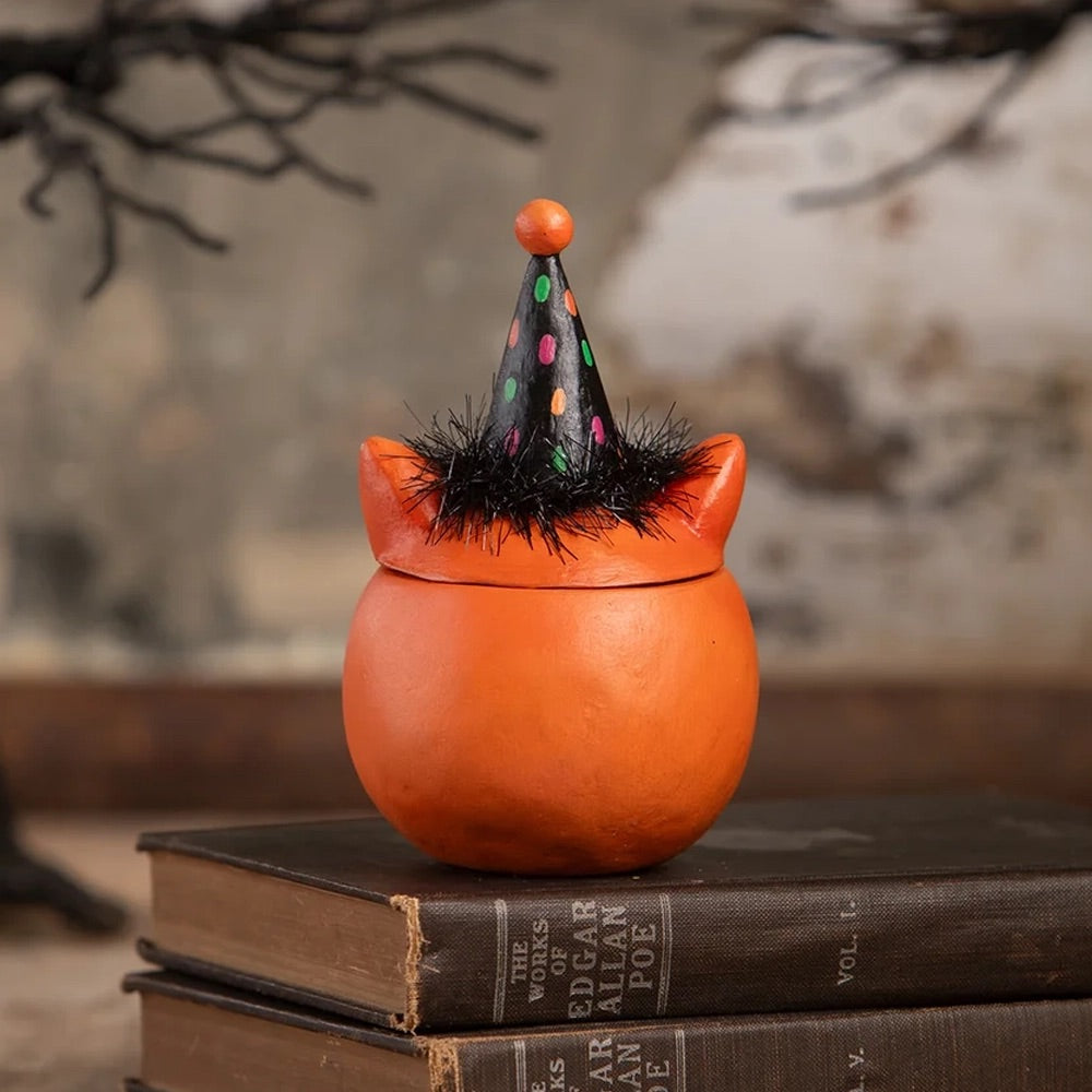 Johanna Parker by Bethany Lowe: Green Eyed Copper Cat Jar sparkle-castle