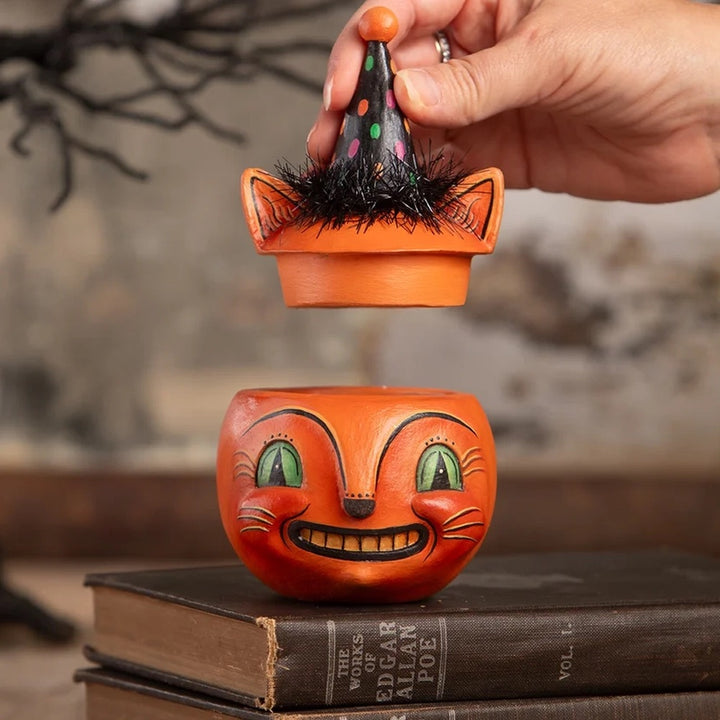 Johanna Parker by Bethany Lowe: Green Eyed Copper Cat Jar sparkle-castle