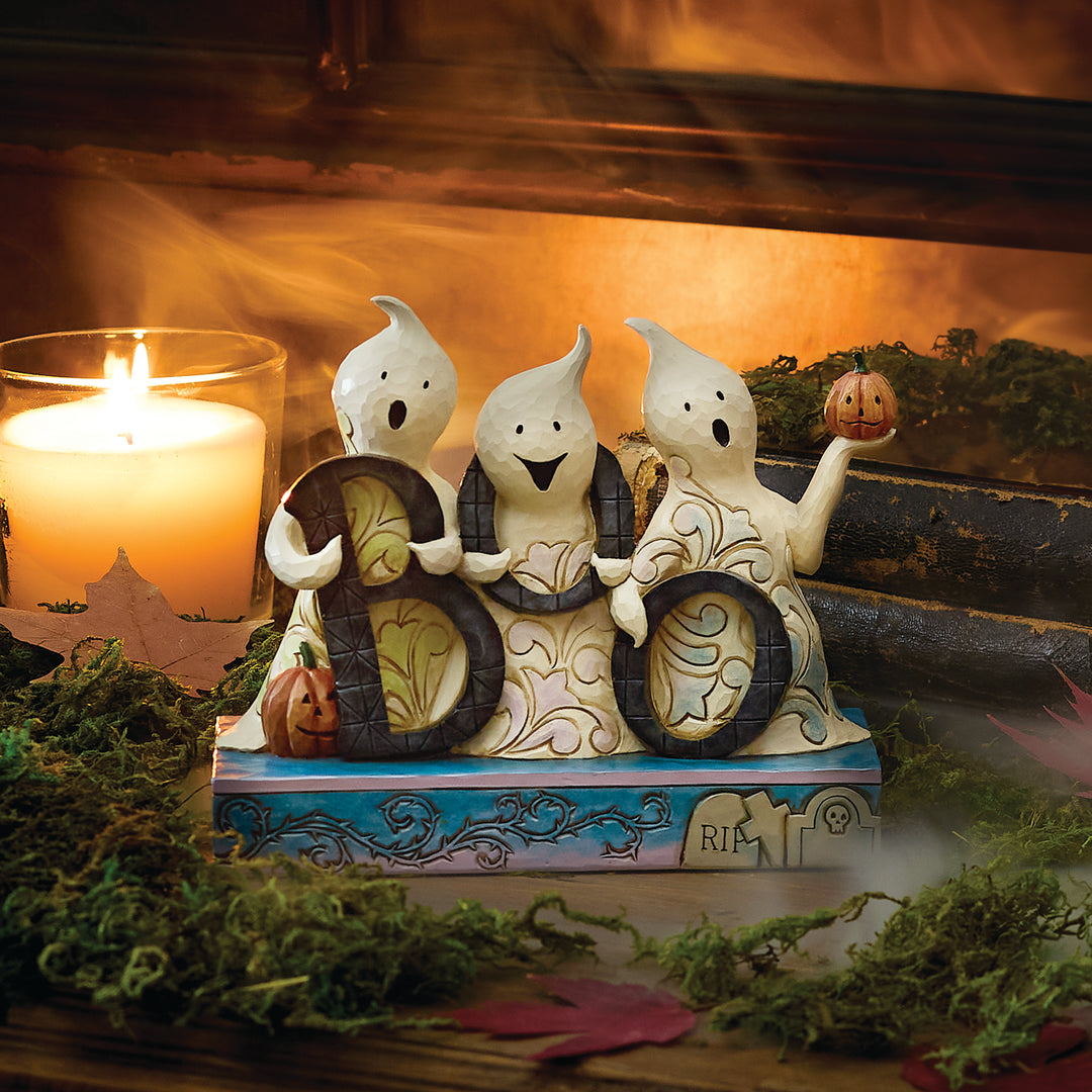 Jim Shore Heartwood Creek: Ghost With Boo Text Figurine sparkle-castle
