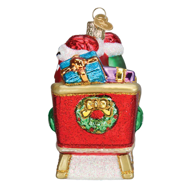 Old World Christmas: Red and Green M&M's in Sleigh Hanging Ornament sparkle-castle