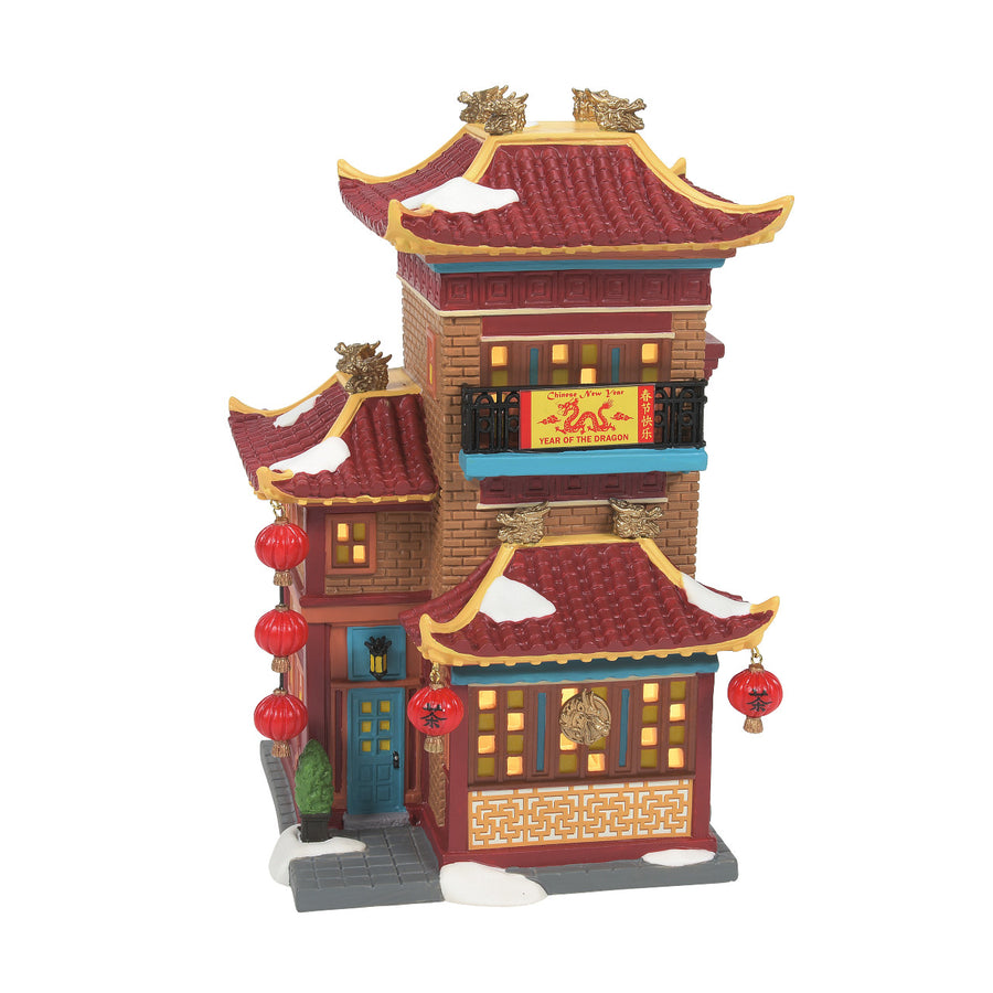 Department 56 Christmas in the City Village: Lunar Dragon Tea House sparkle-castle