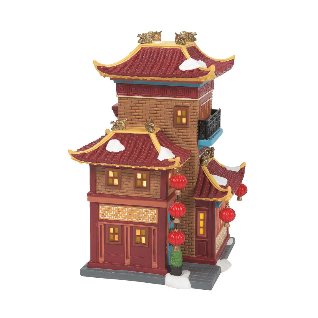Department 56 Christmas in the City Village: Lunar Dragon Tea House sparkle-castle
