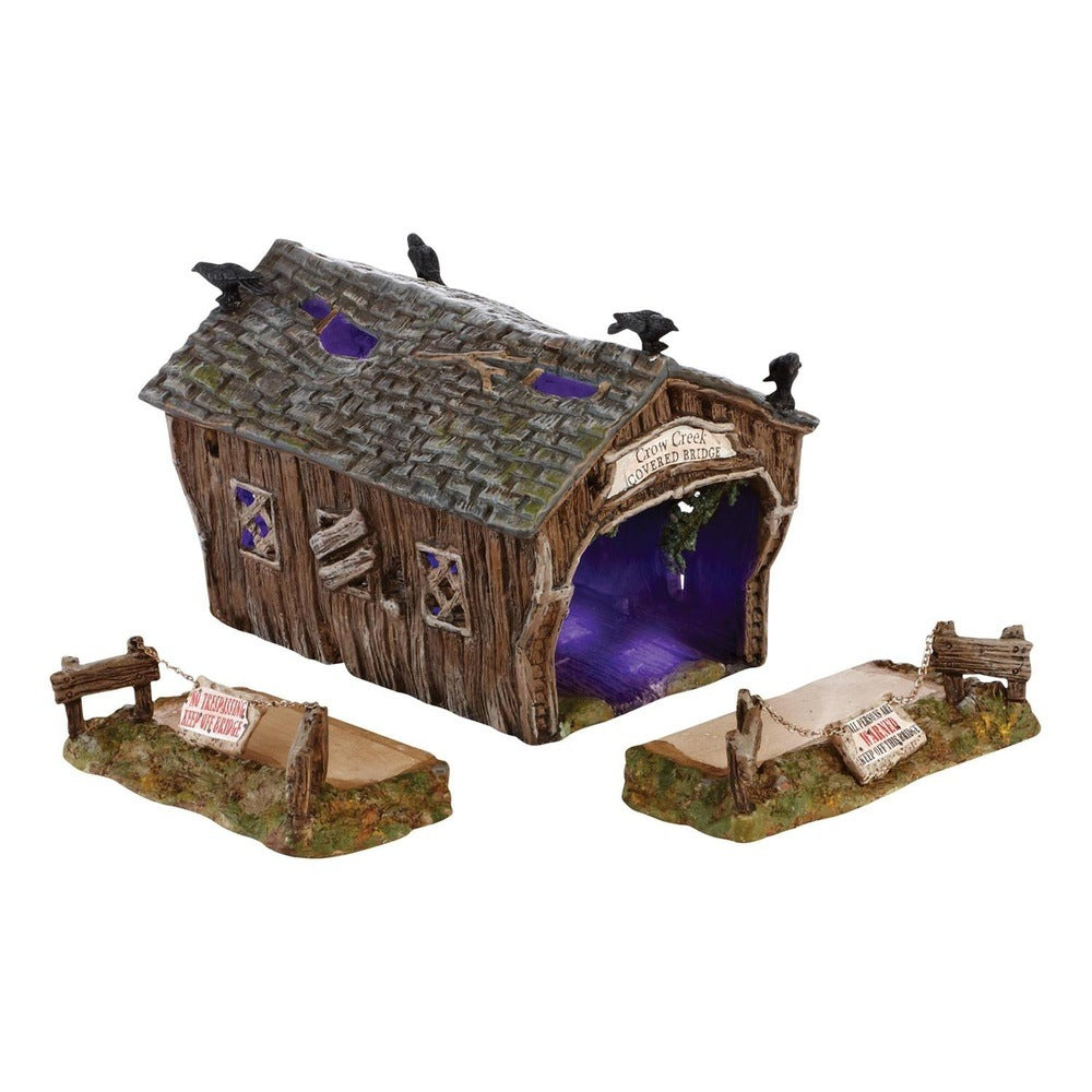 Department 56 Cross Product Village Accessory: Crow Creek Covered Bridge, Set of 3 sparkle-castle
