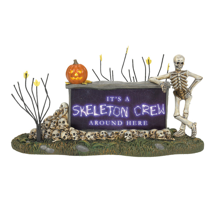Department 56 Cross Product Halloween Village Accessory: Skeleton Sign sparkle-castle