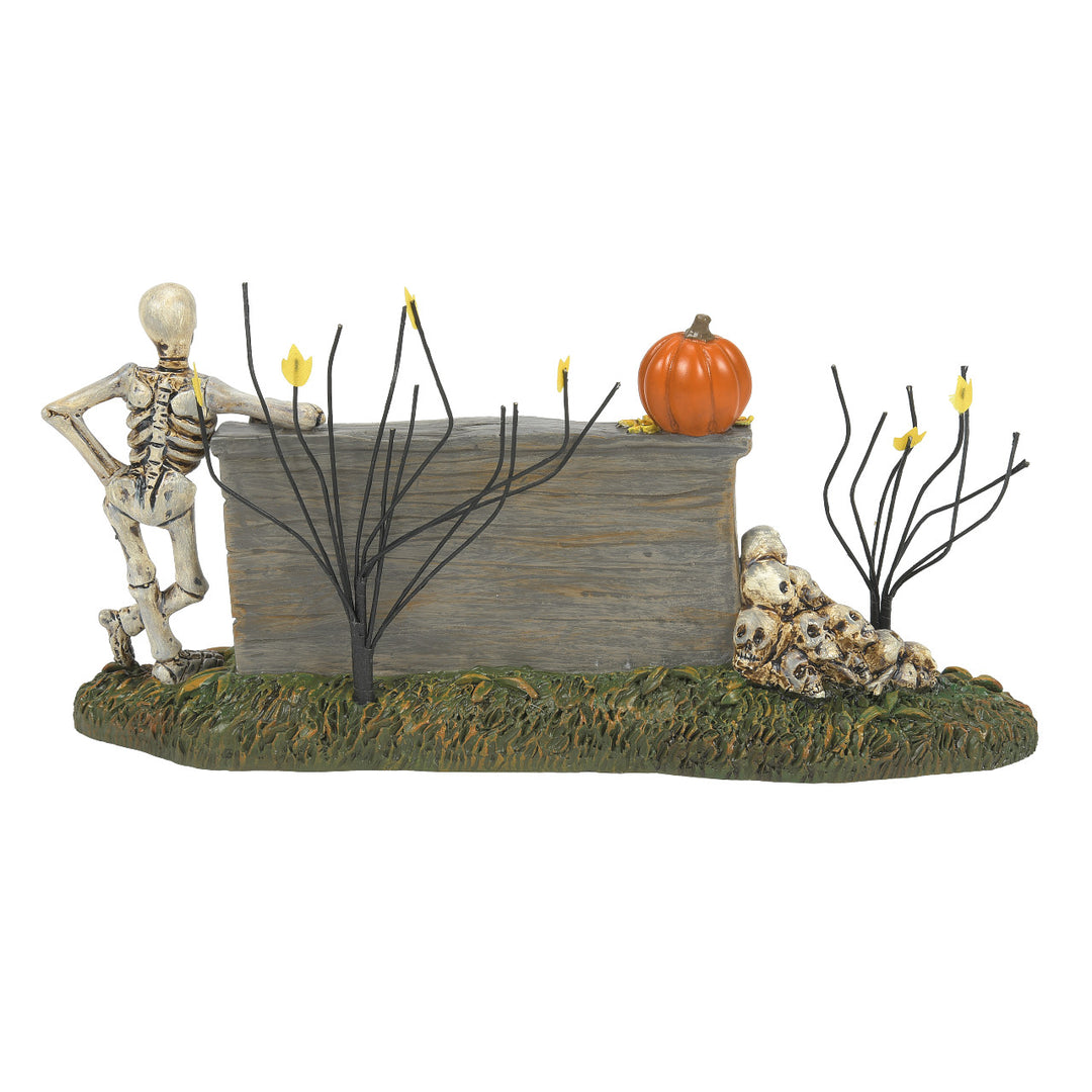 Department 56 Cross Product Halloween Village Accessory: Skeleton Sign sparkle-castle