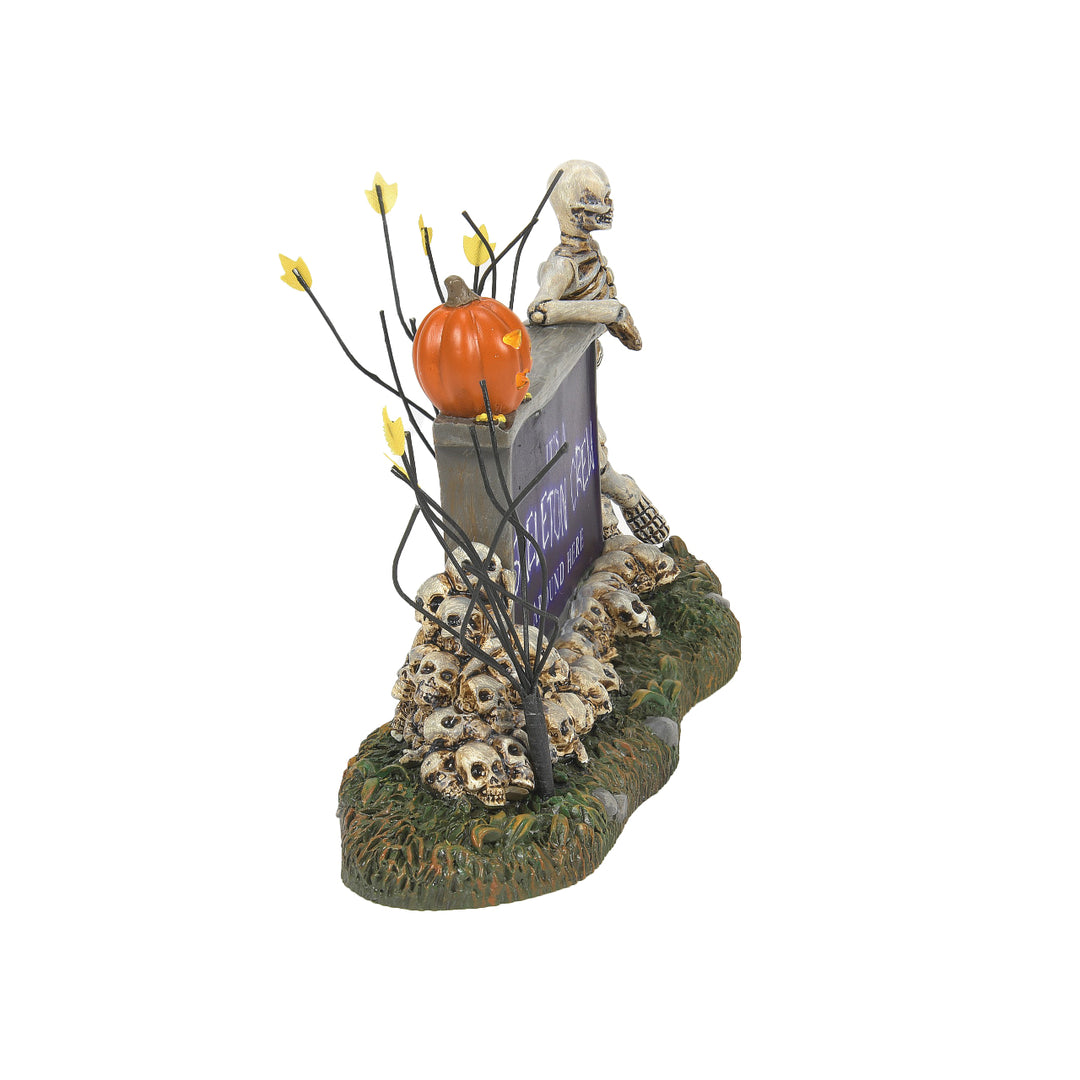 Department 56 Cross Product Halloween Village Accessory: Skeleton Sign sparkle-castle