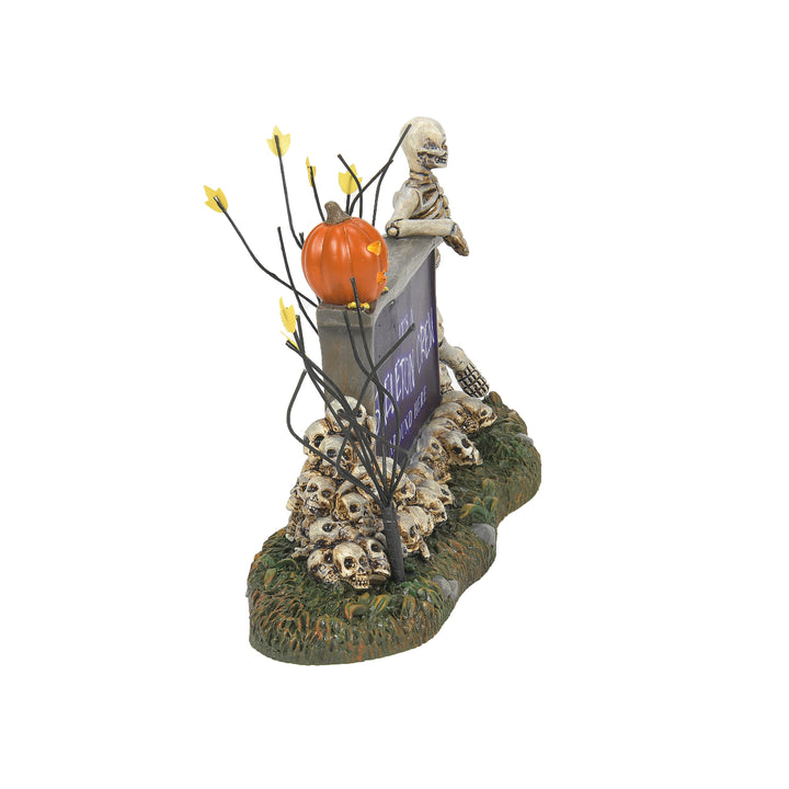 Department 56 Cross Product Halloween Village Accessory: Skeleton Sign sparkle-castle