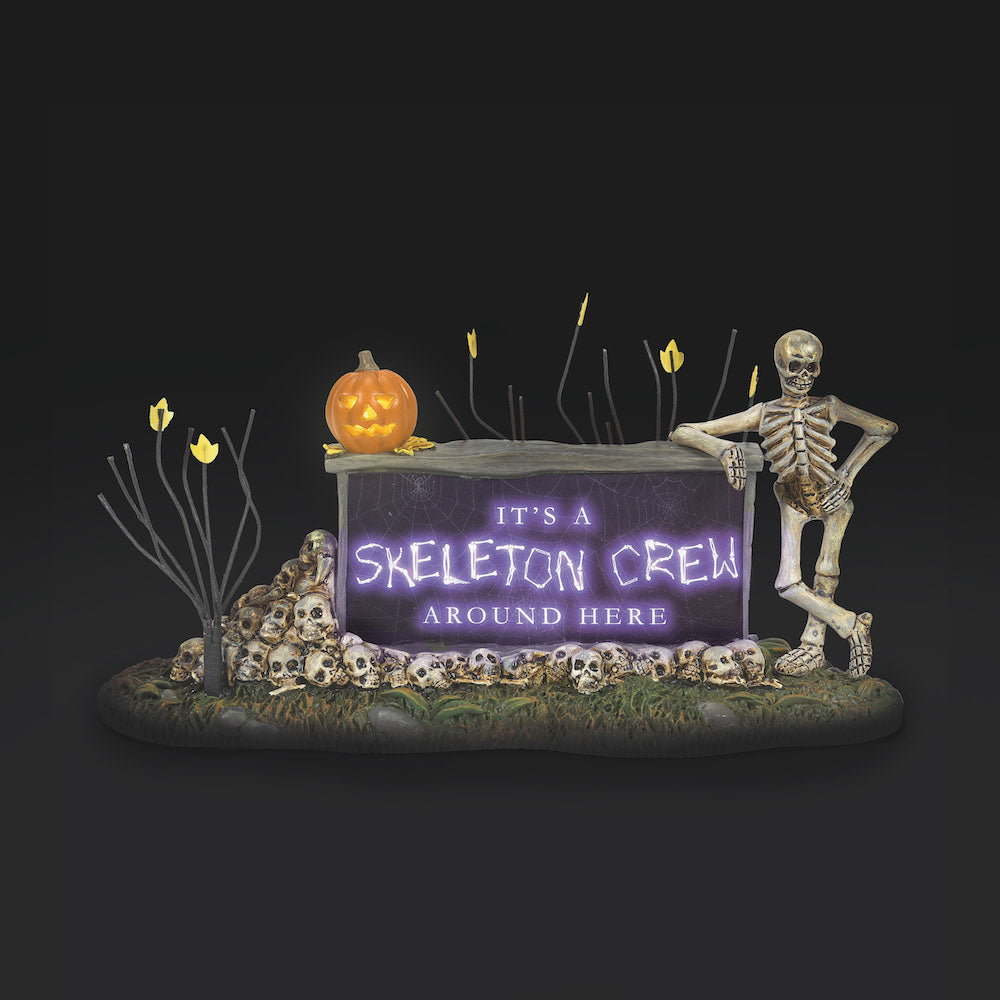 Department 56 Cross Product Halloween Village Accessory: Skeleton Sign sparkle-castle