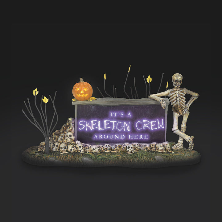 Department 56 Cross Product Halloween Village Accessory: Skeleton Sign sparkle-castle